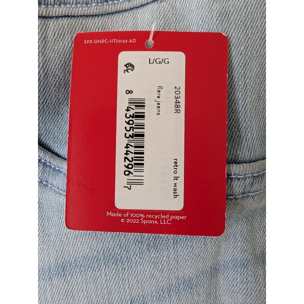Spanx Flare Jeans Womens Large Light Retro Wash Pull On Shaping Denim New Tags - Picture 2 of 10